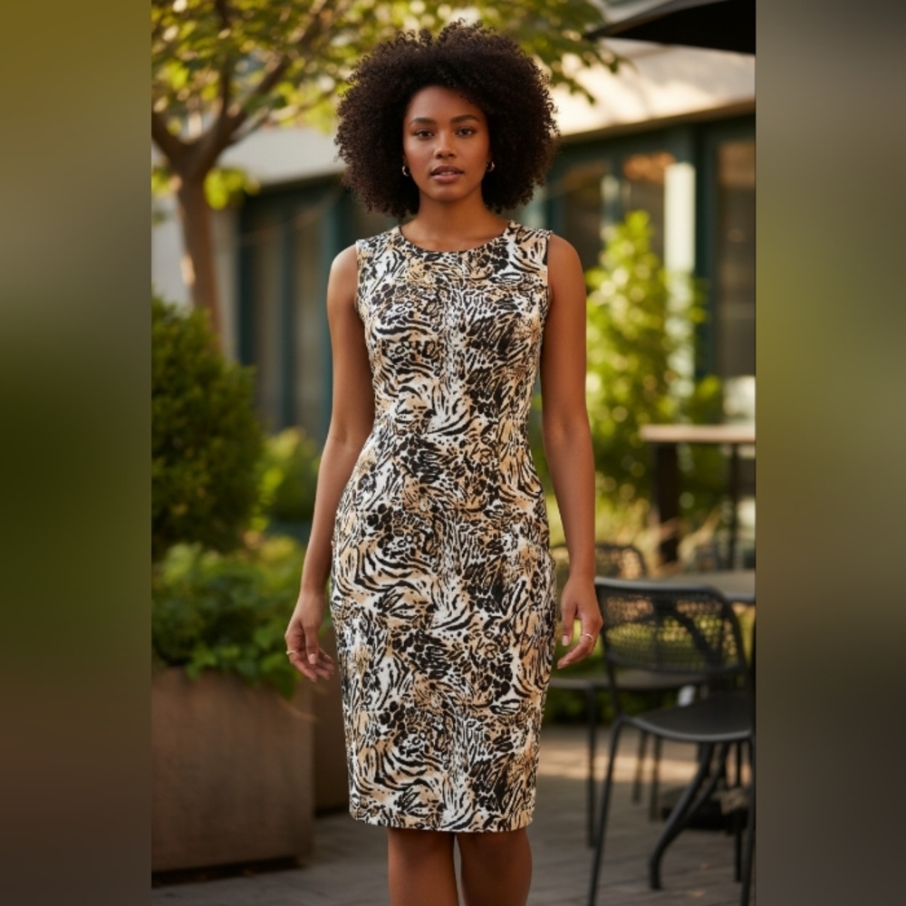 Sag Harbor Animal Print Midi Dress